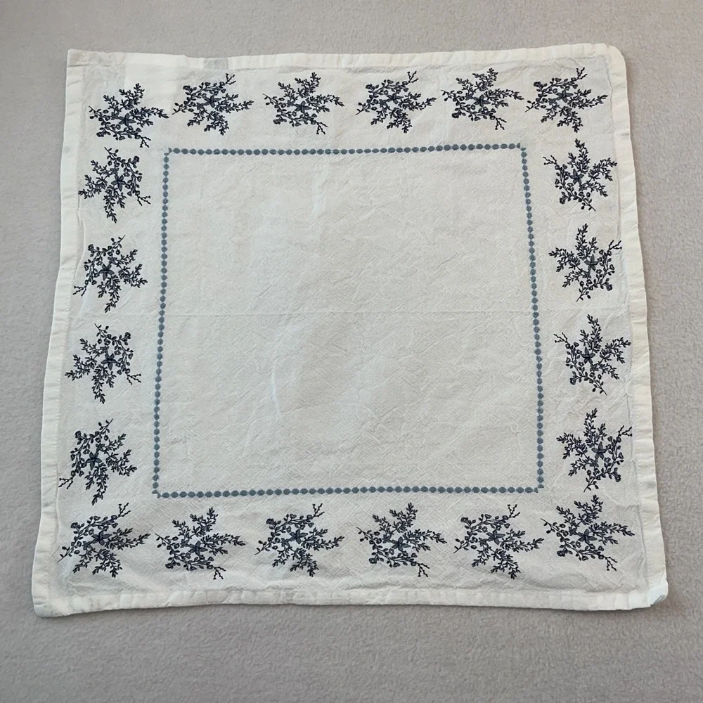My Texas House Blue Floral White Cotton Napkins Set of 10 Square